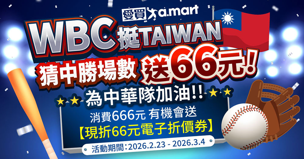 凡成功預測中華隊於賽事期間的勝投場次，即可獲得 66 元折價券