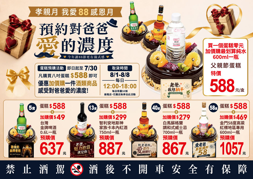 愛買推出五大台灣系老爸父親節蛋糕